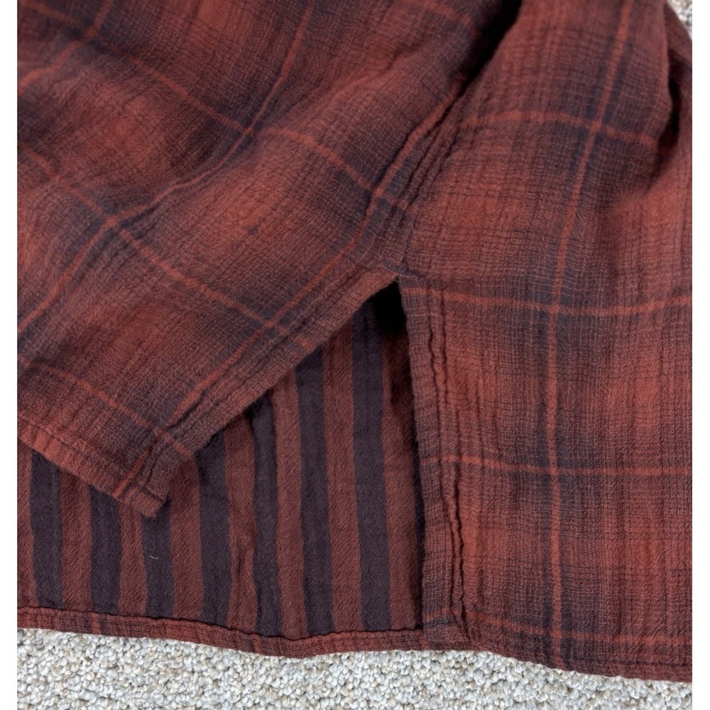 Madewell Oversized Double Layer Flannel Gauze Shirt Womens S Red Plaid Cover Up - Picture 7 of 12